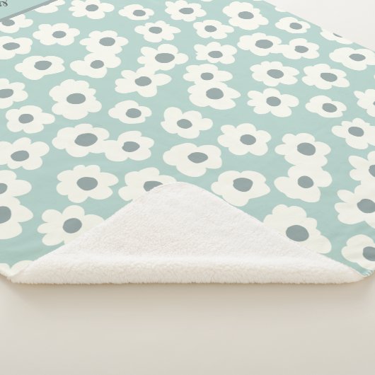 Manuscript Monogram Boho Green White Grey Floral Sherpa Deken (3/4)