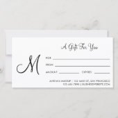 Manuscript Monogram Business Cadeaubon (Voorkant)