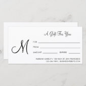 Manuscript Monogram Business Cadeaubon (Voorkant / Achterkant)