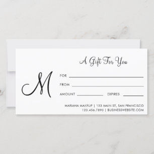 Manuscript Monogram Business Cadeaubon