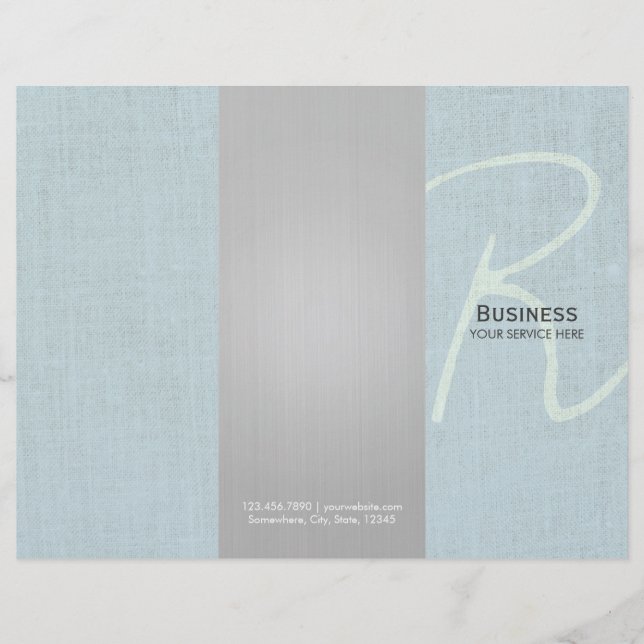 Manuscript Monogram Faux Linen Tri-Fold Brochures (Voorkant)