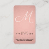 Manuscript Monogram Faux Roos Gold Foil Pink Verti Afsprakenkaartje (Achterkant)