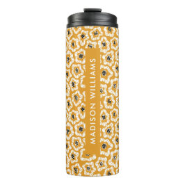 Manuscript Monogram Flowers Thermal Tumbler Thermosbeker
