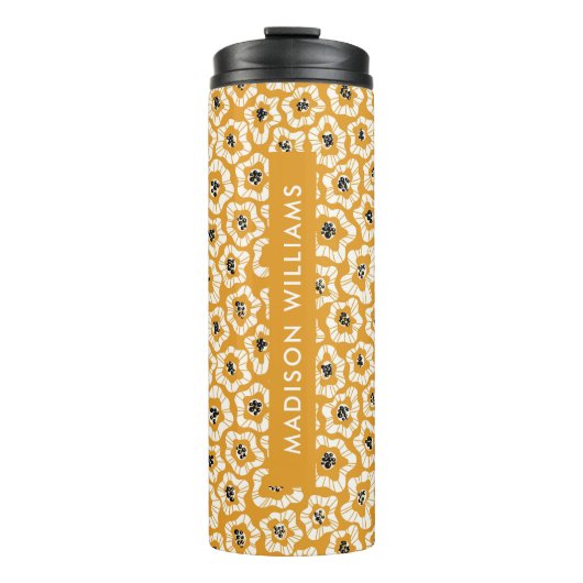 Manuscript Monogram Flowers Thermal Tumbler Thermosbeker (Voorkant)