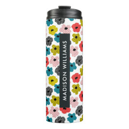 Manuscript Monogram Flowers Thermal Tumbler Thermosbeker