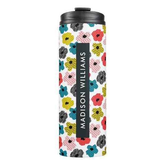 Manuscript Monogram Flowers Thermal Tumbler Thermosbeker (Voorkant)