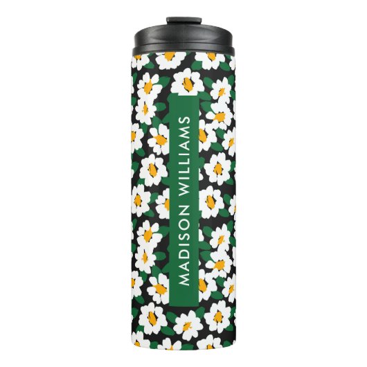 Manuscript Monogram Flowers Thermal Tumbler Thermosbeker (Voorkant)