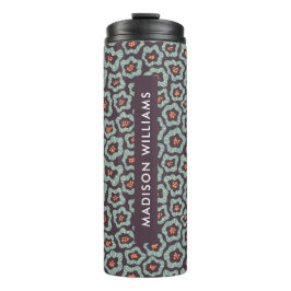 Manuscript Monogram Flowers Thermal Tumbler Thermosbeker