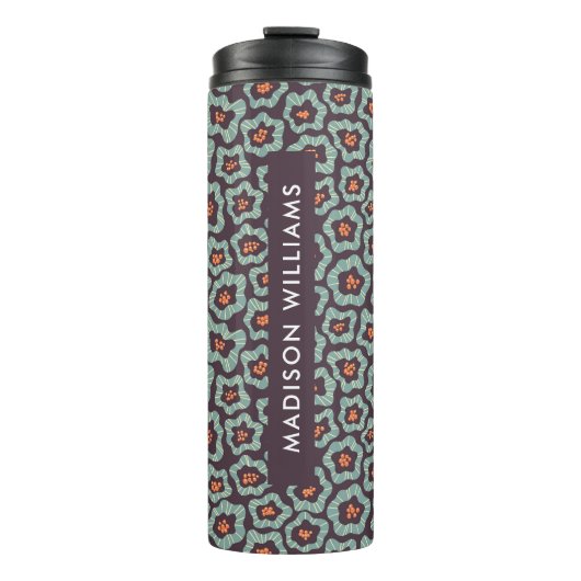 Manuscript Monogram Flowers Thermal Tumbler Thermosbeker (Voorkant)