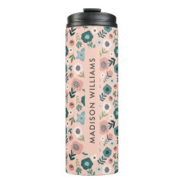 Manuscript Monogram Flowers Thermal Tumbler Thermosbeker