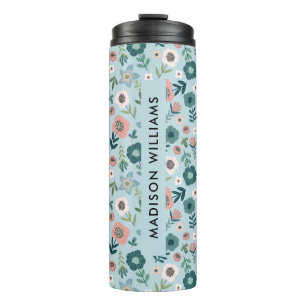 Manuscript Monogram Flowers Thermal Tumbler Thermosbeker
