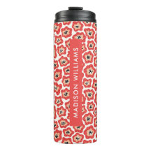 Manuscript Monogram Flowers Thermal Tumbler