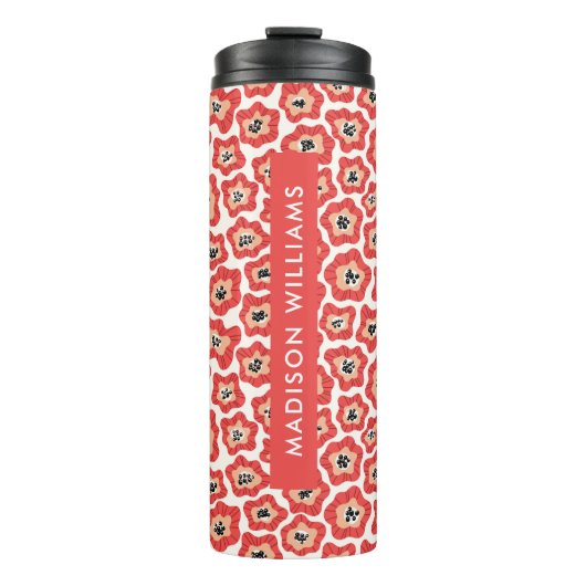 Manuscript Monogram Flowers Thermal Tumbler Thermosbeker (Voorkant)