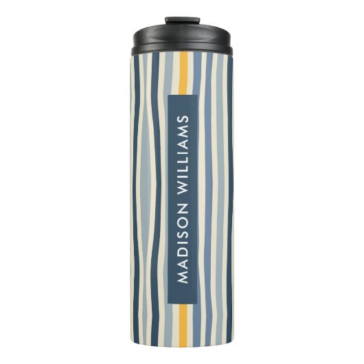 Manuscript Monogram gekleurde Lijnen Thermosbeker (Voorkant)