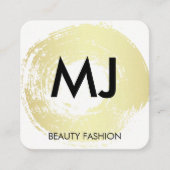 Manuscript Monogram Gold Circular geborsteld Vierkante Visitekaartje (Voorkant)