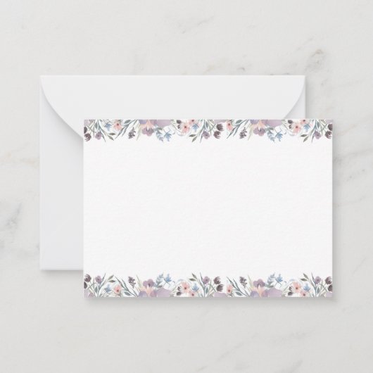 Manuscript Monogram Initialen Paarse bloemen Notitiekaartje (Achterkant)