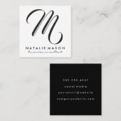 Manuscript Monogram met Speckles Vierkante Visitekaartje (Voorkant / Achterkant)
