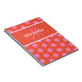 Manuscript Monogram Roze Oranje Polka Dots Notitieboek (Rechterzijde)