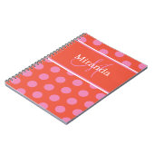 Manuscript Monogram Roze Oranje Polka Dots Notitieboek (Linkerzijde)
