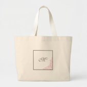 Manuscript-monogram van Bridesmaid's Roze Rozenroo Grote Tote Bag (Voorkant)
