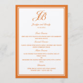 Manuscript Monogram Wedding Menu Cards (Oranje) (Voorkant)