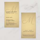 Manuscript Monogram zwart en Gold Faux Folie Verti Afsprakenkaartje (Voorkant / Achterkant)