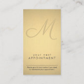 Manuscript Monogram zwart en Gold Faux Folie Verti Afsprakenkaartje (Achterkant)