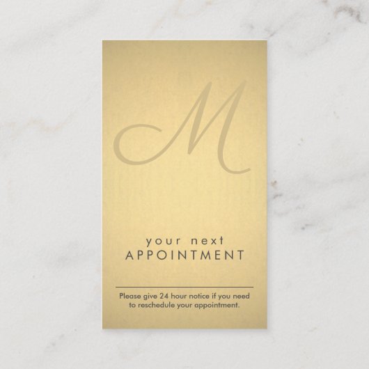 Manuscript Monogram zwart en Gold Faux Folie Verti Afsprakenkaartje (Achterkant)