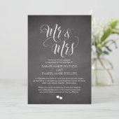 Manuscript Mr & Mrs Wedding Invite Chalkboard Kaar Kaart (Staand voorkant)