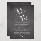 Manuscript Mr & Mrs Wedding Invite Chalkboard Kaar Kaart (Voorkant / Achterkant)