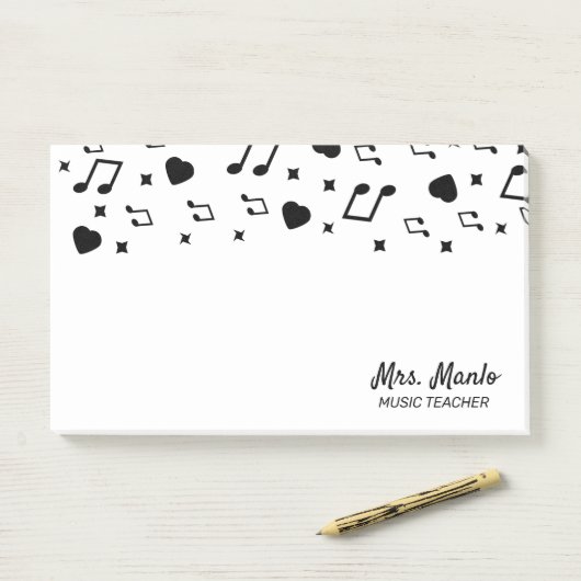 Manuscript muziekdocent Naam Musical Post-it Notes (Op bureau)