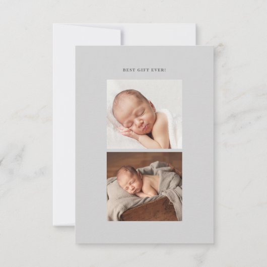 Manuscript naam drie foto moderne geboorte aankondiging (Achterkant)