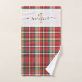 Manuscript Naam Monogram Pset Rustic Red Bad Handdoek (Handdoek)