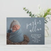 Manuscript Name Baby Foto Birth Announements (Staand voorkant)