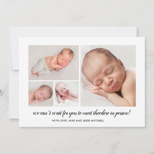 Manuscript Name de Bekleding van de Foto Geboortep Aankondiging (Achterkant)