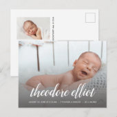 Manuscript Name de Bekleding van de Foto Geboortep Aankondigingskaart (Voorkant / Achterkant)