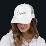 Manuscript Name Elegant Modern for her Women Girl Trucker Pet<br><div class="desc">Persoonlijke Initiaal letter name voor hem voor haar Sjabloon Elegant Trendy White Trucker Hat.</div>