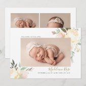 Manuscript Name Floral Birth Aankondiging (Voorkant / Achterkant)