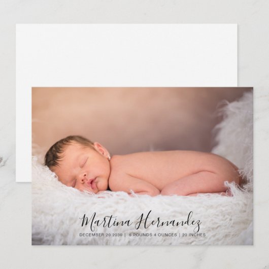 Manuscript Name Fotobekleding Aankondiging geboort (Voorkant / Achterkant)