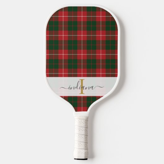 Manuscript Name Monogram Pset Tartan Rustic Pickleball Paddle (Achterkant)