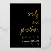 Manuscript Names QR Code Weddenschap Black Luxury Folie Uitnodiging (Voorkant)