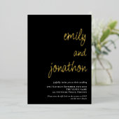 Manuscript Names QR Code Weddenschap Black Luxury Folie Uitnodiging (Staand Voorkant)