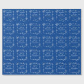 Manuscript Navy Blue and Silver Snowflake Cadeaupapier (Vlak)