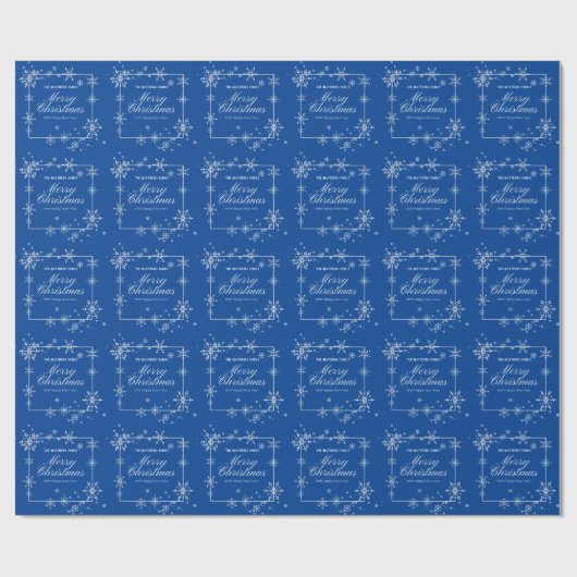 Manuscript Navy Blue and Silver Snowflake Cadeaupapier (Vlak)
