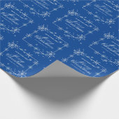 Manuscript Navy Blue and Silver Snowflake Cadeaupapier (Hoek)