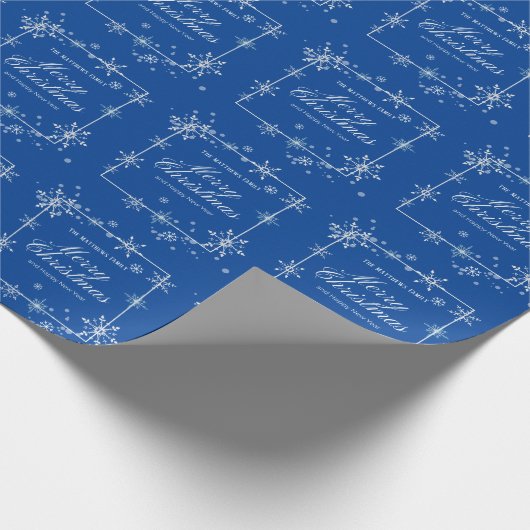 Manuscript Navy Blue and Silver Snowflake Cadeaupapier (Hoek)