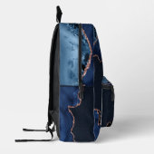 Manuscript Navy Blue Gold Agate Geode Monogram Bedrukte Rugzak (Links)