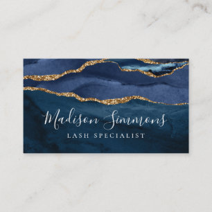 Manuscript Navy Blue Gold Agate Geode Monogram Gir Visitekaartje