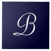 Manuscript Navy Blue & White B Monogram Tegeltje (Voorkant)
