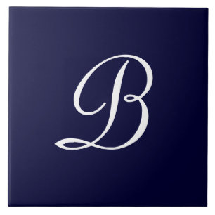Manuscript Navy Blue & White B Monogram Tegeltje